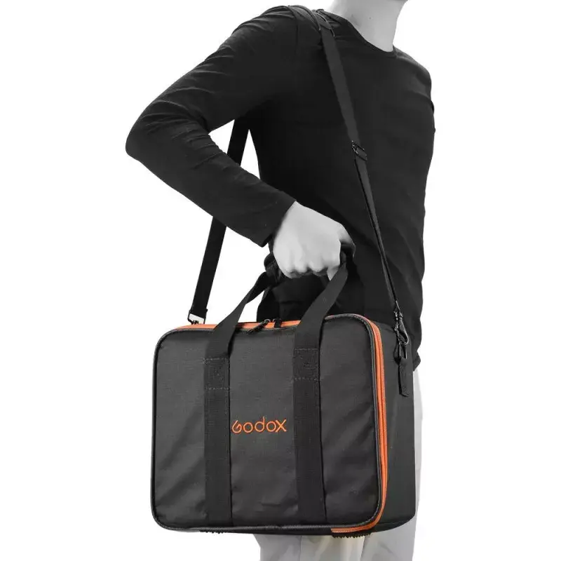 Cameratas Godox CB-12 voor AD600Pro, flanel/nylon, zwart en oranje, met schouderband