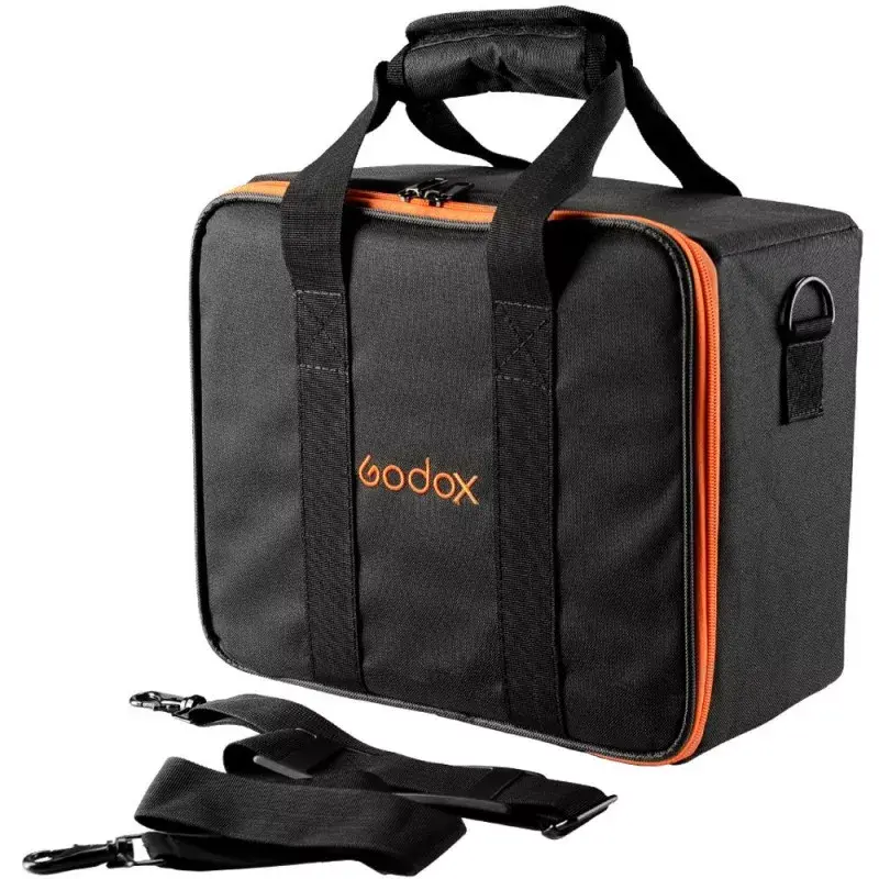 Cameratas Godox CB-12 voor AD600Pro, flanel/nylon, zwart en oranje, met schouderband