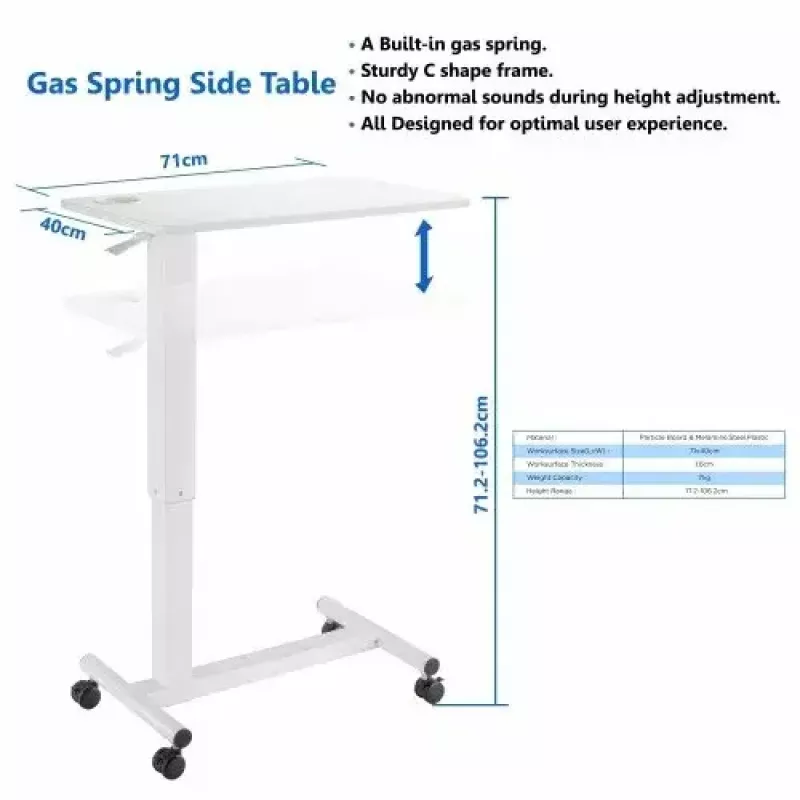 In hoogte verstelbaar bureau up up W-1-20TMF — wit, in hoogte verstelbaar werkbureau