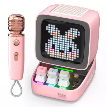 Mono draagbare luidspreker Divoom Ditoo-Mic Mini roze