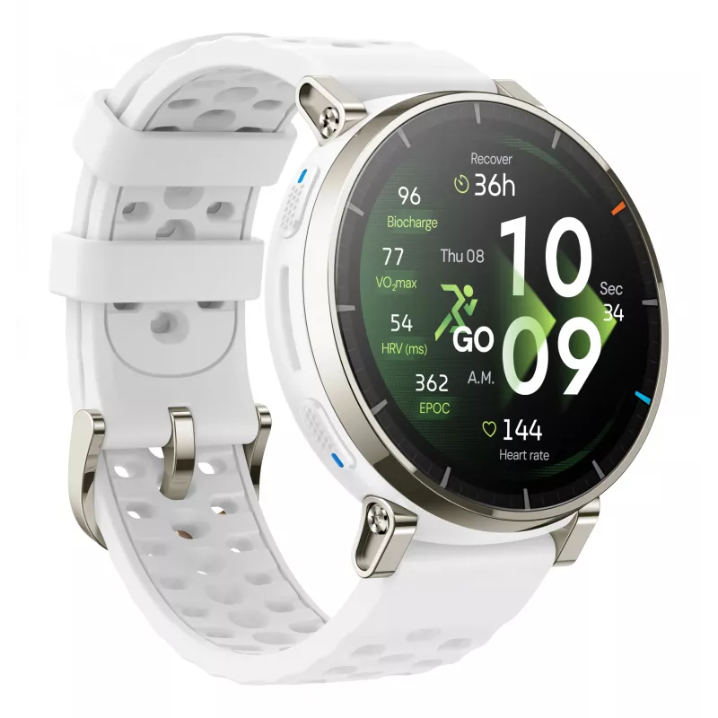 Smartwatch Amazfit Active 3 — 3,35 cm (1,32 inch) AMOLED, 466×466, touchscreen, GPS, 365 mAh, siliconen bandje