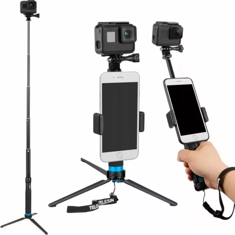 Selfiestick-statief Telesin GP-MNP-090-S verstelbare hoogte licht