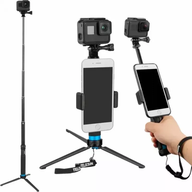 Selfiestick-statief Telesin GP-MNP-090-S verstelbare hoogte licht