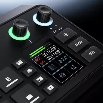 Meerkanaals podcast- en livestream-productieconsole Rode RodeCaster Video S RCVS-E – touchscreen, Wi‑Fi, Bluetooth 5.3, 5x USB-C, 3x HDMI-ingang, 1x HDMI-uitgang, microSD