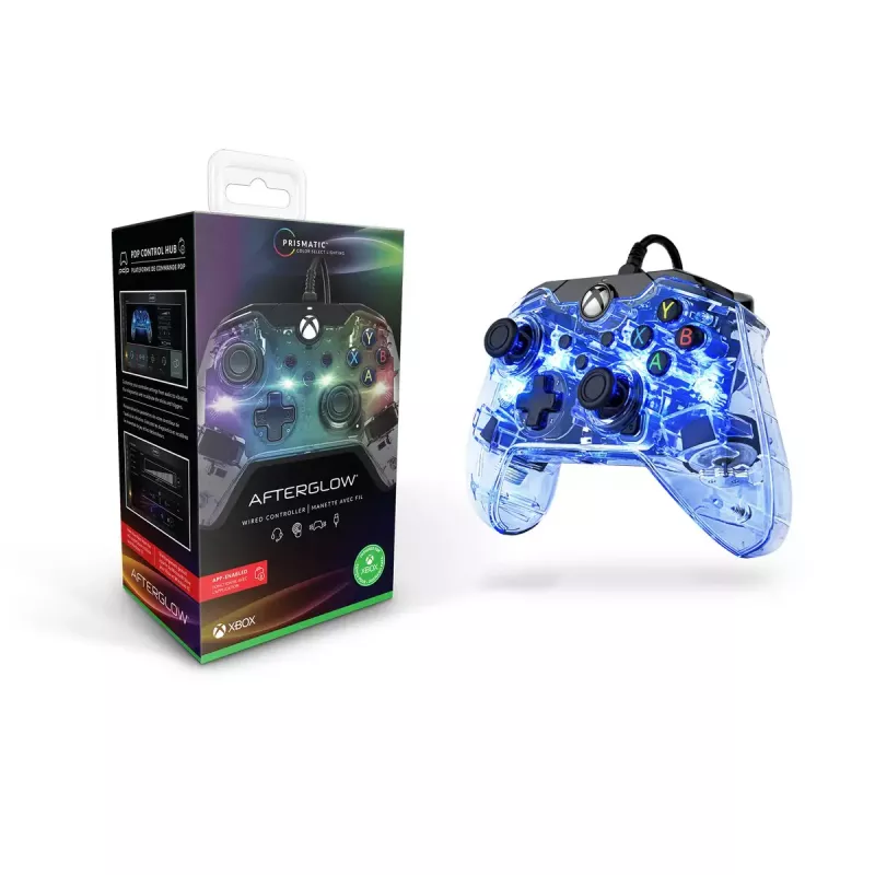 PDP Afterglow bedrade controller, blauw/transparant, USB, Xbox One, Series X/S