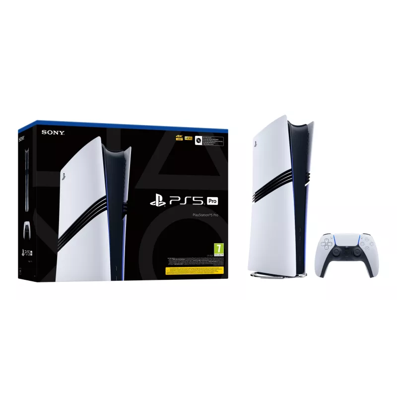 Spelcomputer Sony PlayStation 5 Pro – 2 TB SSD, GDDR6, Wi-Fi 6/7, Ethernet, 8K-ondersteuning, zwart/wit