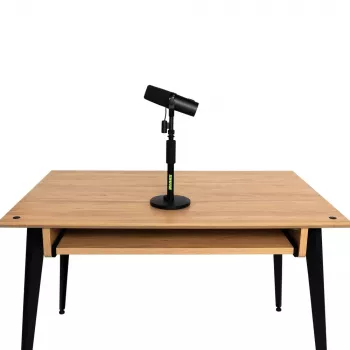 Desktop-microfoonstatief Shure SH-DESKTOP1, ronde metalen basis, 3/8-inch schroefdraad, hoogte 26,7–40,6 cm, zwart
