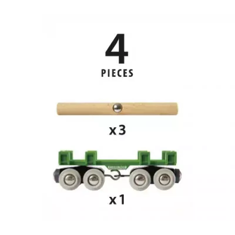 Ravensburger BRIO houten lorrewagen modelspooraccessoire, 4-delig, meerkleurig