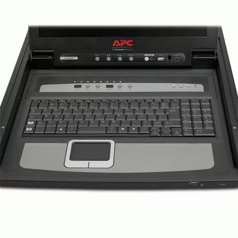APC 17 inch rack-LCD-console met geïntegreerde analoge 8-poorts KVM-switch