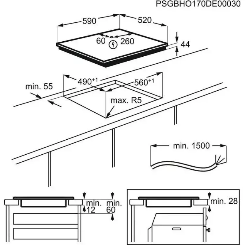 Electrolux LIL61424C zwart inbouw 60 cm zone-inductiekookplaat 4 zone(s)