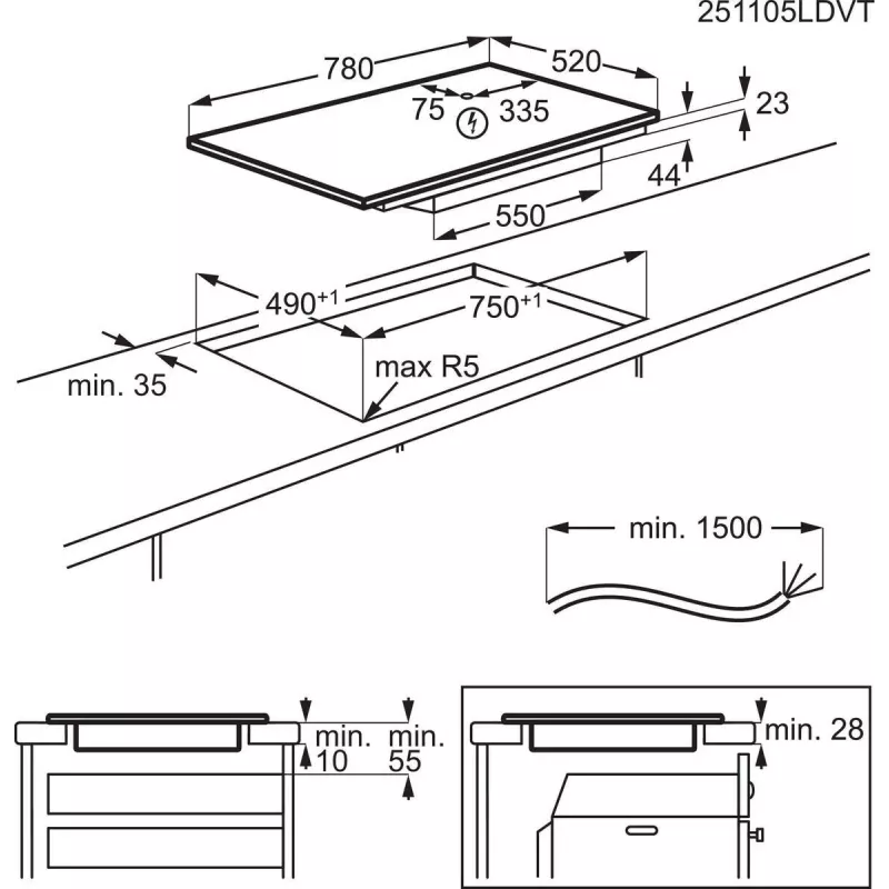 Electrolux Serie 600 EIV83443CT zwart inbouw 80 cm zone-inductiekookplaat 4 zone(n)