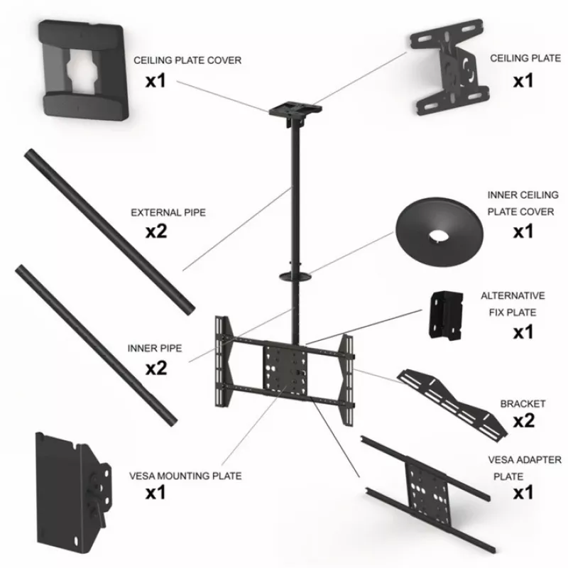 Plafondsteun Multibrackets M Public Large Single zwart 3000
