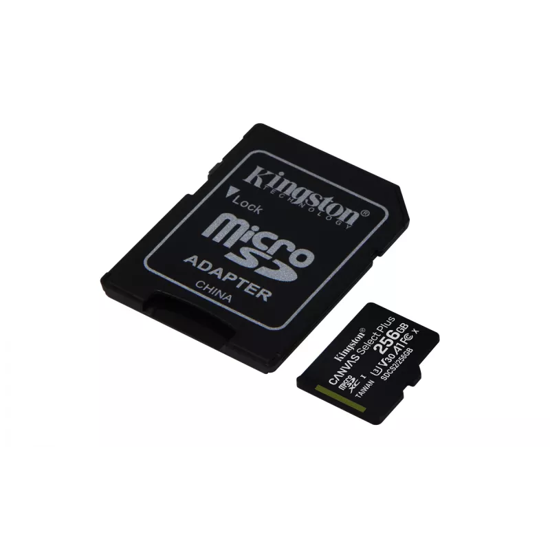 Kingston Technology Canvas Select 256GB microSDXC Plus 100R A1 C10 kaart + adapter
