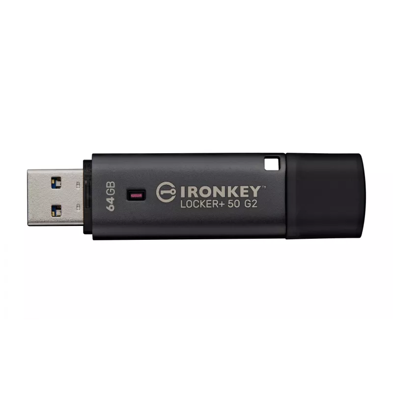 USB-flashdrive KINGSTON IronKey Locker Plus 50 G2 64 GB, USB Type-A, USB 3.2 Gen 1, AES-256, FIPS 197