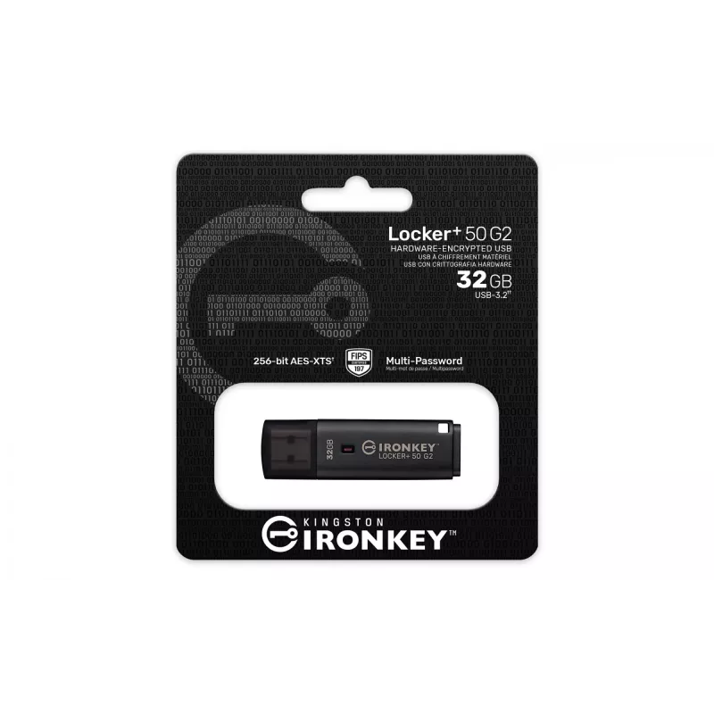 USB-flashdrive KINGSTON IronKey Locker Plus 50 G2 32 GB, USB 3.2 Gen 1 Type-A, AES-256, FIPS 197