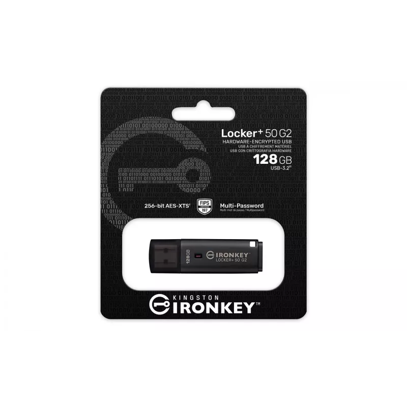 USB-flashdrive KINGSTON IronKey Locker Plus 50 G2 128GB, USB Type-A, USB 3.2 Gen 1, AES-256, FIPS 197