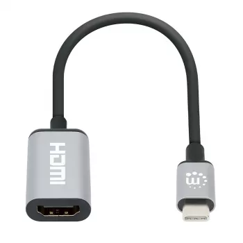 Manhattan USB-C-naar-HDMI-kabel, 4K@60Hz, 5 Gbit/s (USB 3.2 Gen1 alias USB 3.0), 15 cm, zwart, stekker naar bus, drie jaar garantie