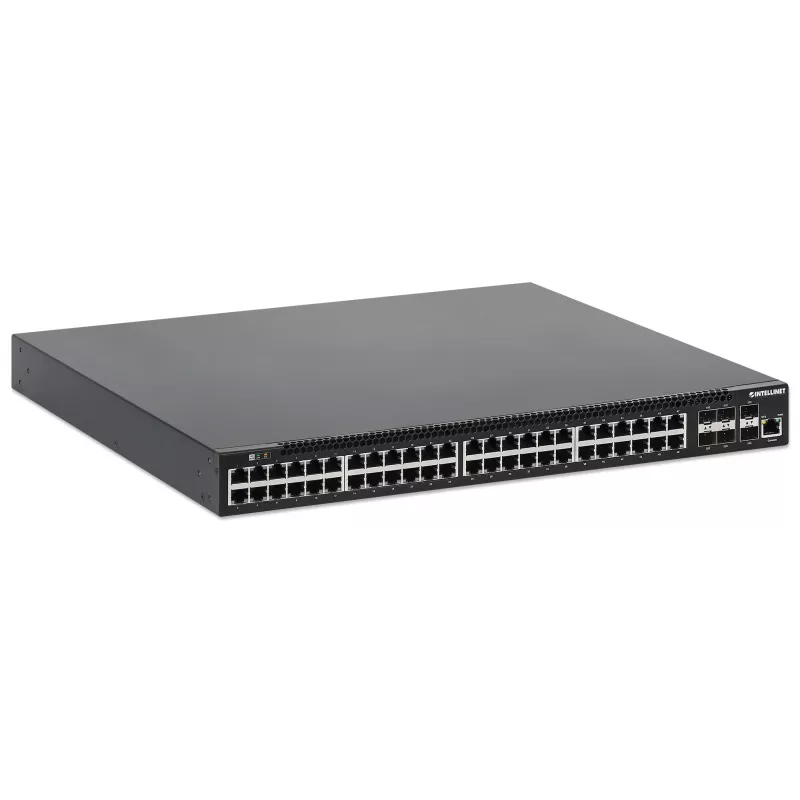 Intellinet 54-poorts L3 fully managed PoE+-switch met 48 Gigabit Ethernet-poorten en 6 SFP+-uplinks