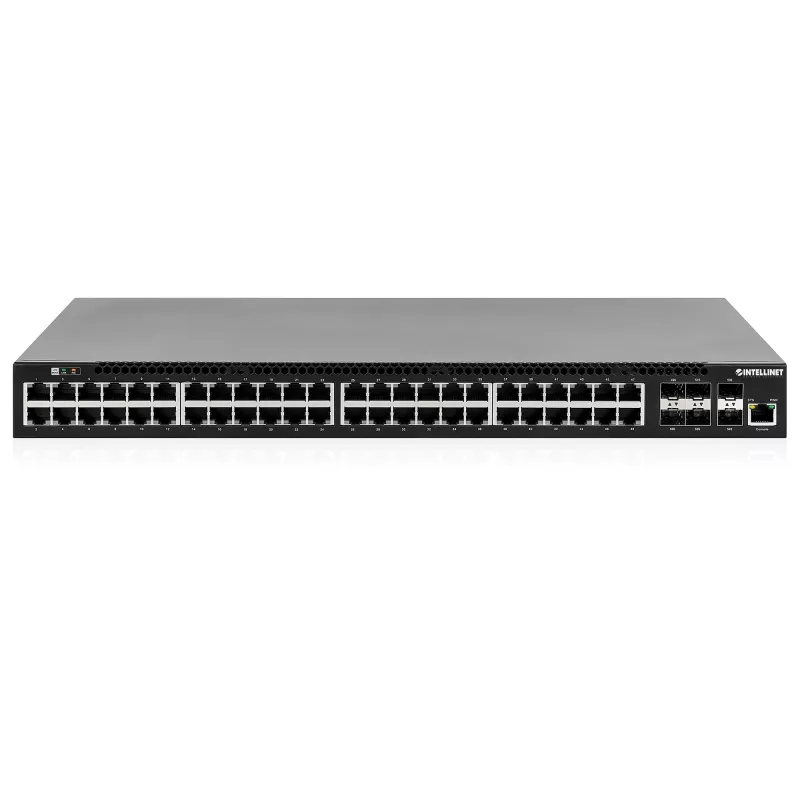 Intellinet 54-poorts L3 fully managed PoE+-switch met 48 Gigabit Ethernet-poorten en 6 SFP+-uplinks