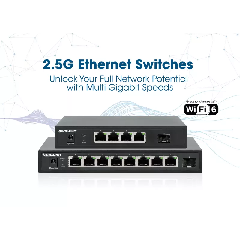 Intellinet 9-poorts switch 8 x 2,5G Ethernet-poorten en 1 SFP+-uplink
