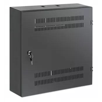 Intellinet low-profile 19 inch wandmontagekast met 4U horizontale en 2U verticale rails, slanke, ruimtebesparende behuizing met slechts 170 mm diepte, ideaal voor AV-, multimedia- en bewakingstoepassingen, gemonteerd, zwart RAL 7021