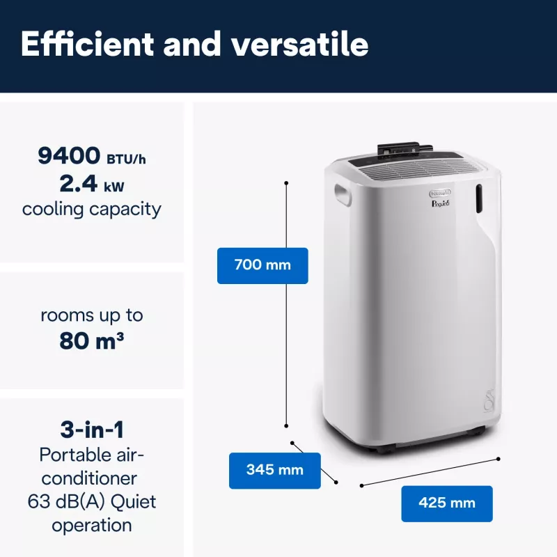 De’Longhi PAC EM82 draagbare airconditioner 63 dB 1000 W wit