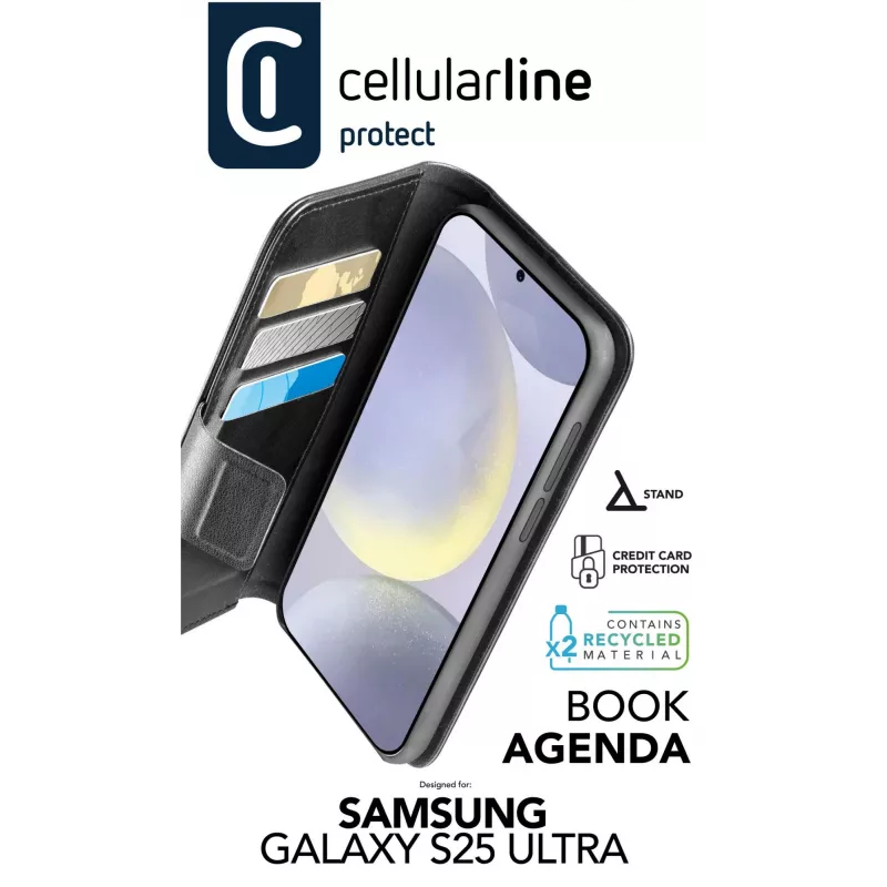 Cellularline Book Agenda - Galaxy S25 Ultra leren bookhoes met magneetsluiting