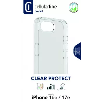 Cellularline Clear Protect - iPhone 16e/17e hardcase met rubberen randen