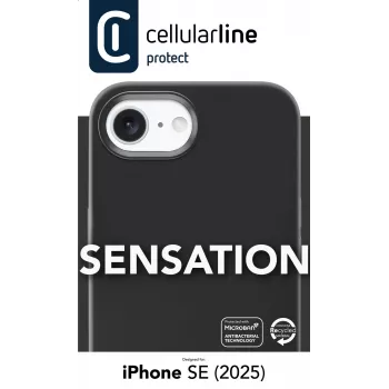 Cellularline Sensation - iPhone 16e/17e soft-touch-siliconehoes met geïntegreerde antibacteriële Microban®-technologie