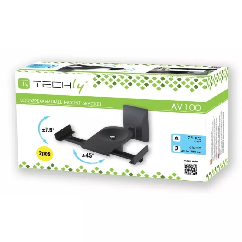 Techly paar luidsprekerwandsteunen tot 25 kg zwart ICA-SP SS201