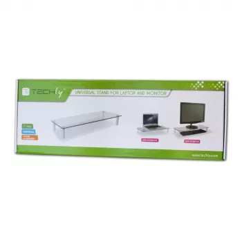 Techly universele monitorverhoger voor op tafel, vrijstaand, 20 kg, 33 cm (13 inch), 81,3 cm (32 inch), transparant
