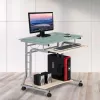 Techly compacte pc-tafel van metaal en glas met wielen ICA-TB 3791A