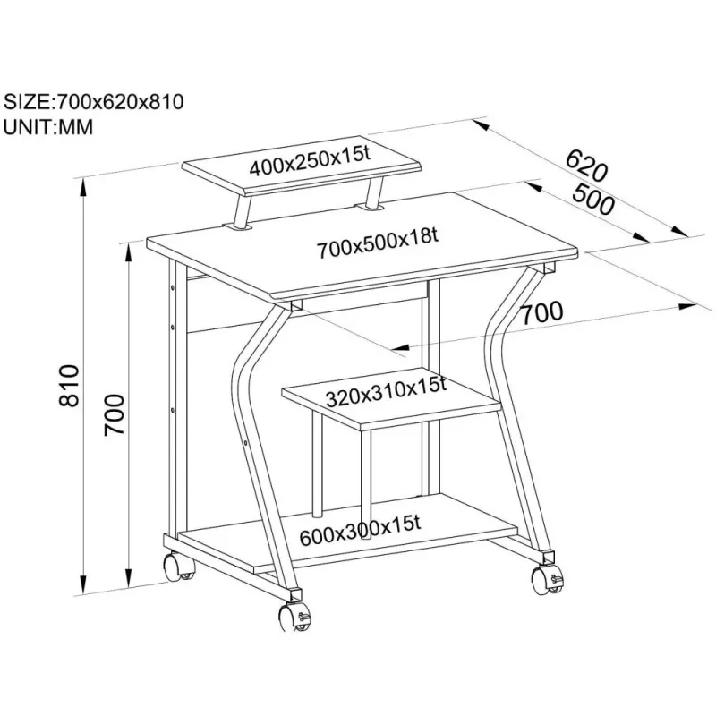 Techly compacte computertafel ICA-TB 218