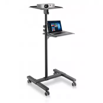 Techly ICA-TB TPM-10 in hoogte verstelbare projector- en notebooktrolley met plank, zwart