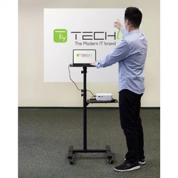Techly ICA-TB TPM-10 in hoogte verstelbare projector- en notebooktrolley met plank, zwart