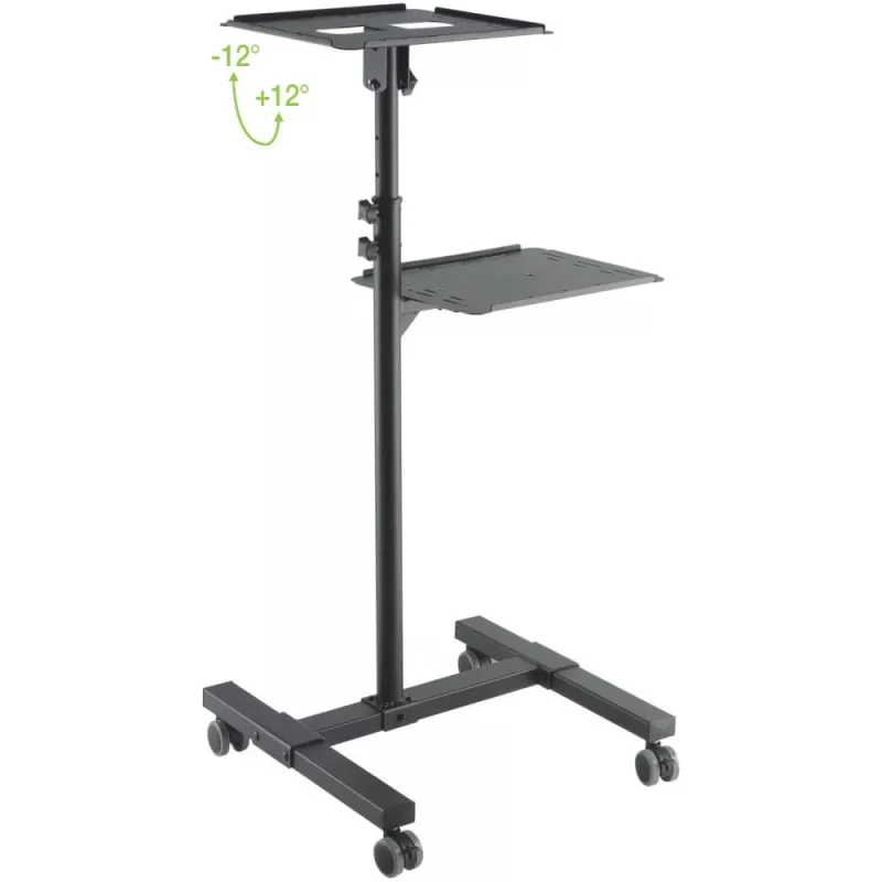 Techly ICA-TB TPM-10 in hoogte verstelbare projector- en notebooktrolley met plank, zwart