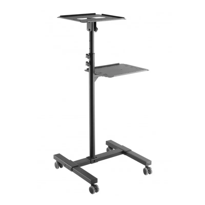 Techly ICA-TB TPM-10 in hoogte verstelbare projector- en notebooktrolley met plank, zwart