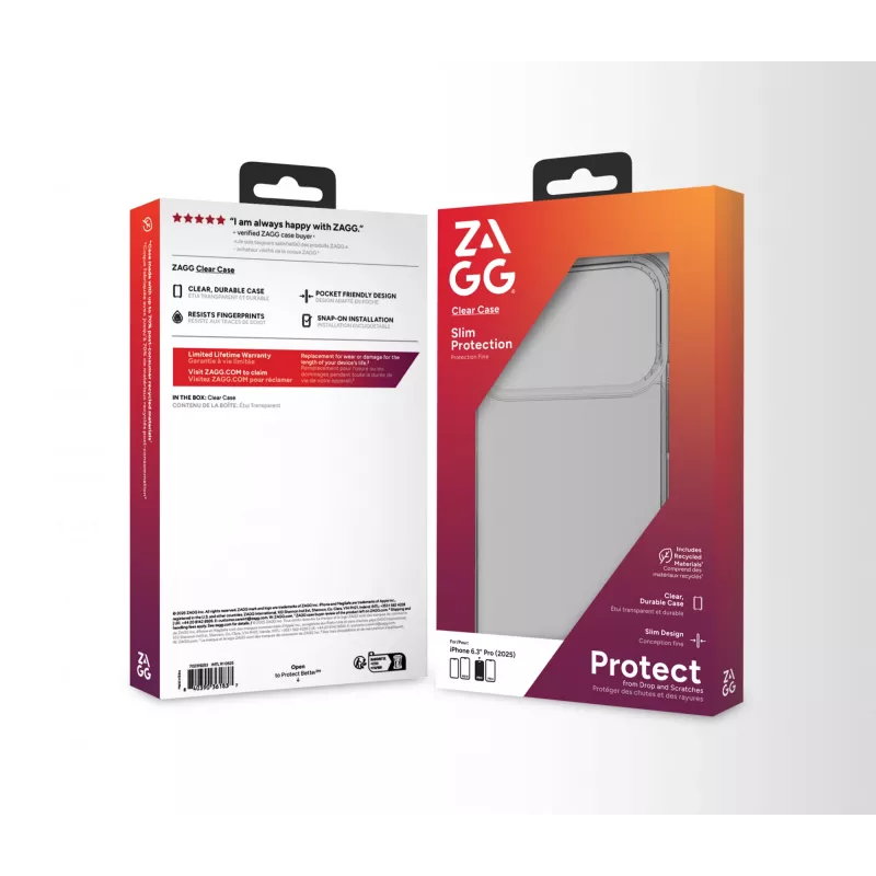 ZAGG Clear Case voor Apple iPhone 17 Pro, hoesje, Apple, iPhone 17 Pro, 16 cm (6,3 inch), transparant