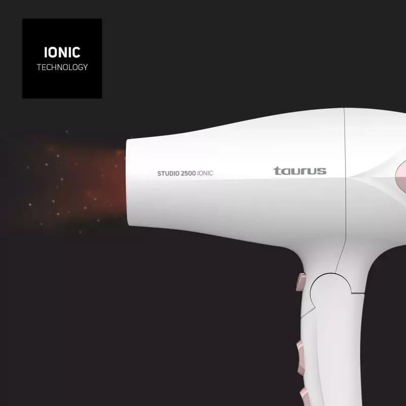Haardroger Taurus STUDIO 2500 IONIC 2400 W wit met ionenfunctie, 3 warmtestanden, 2 snelheden, diffusor en concentrator