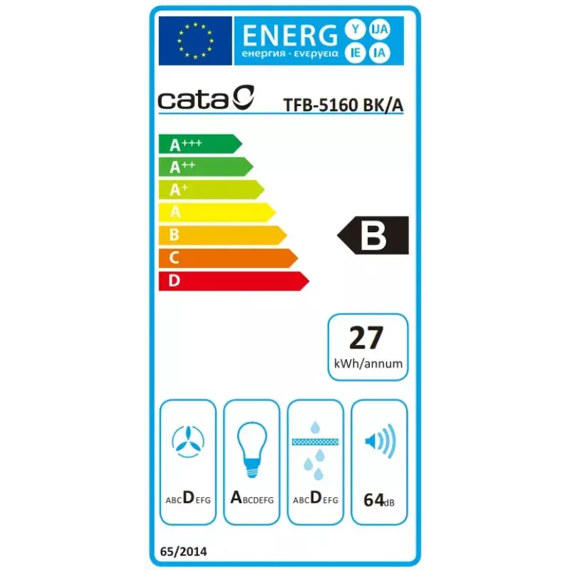 Inbouwkap CATA TFB-5160 BK zwart 297,2 m³/h