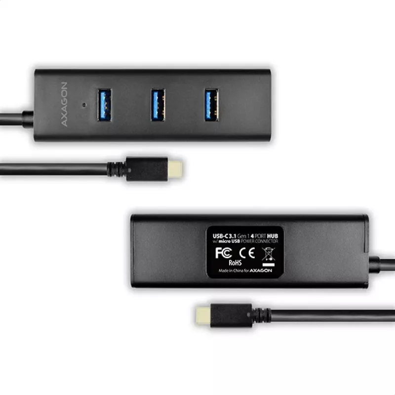 Axagon HUE-S2C interface-hub USB 3.2 Gen 1 (3.1 Gen 1) Type-A 5000 Mbit/s zwart
