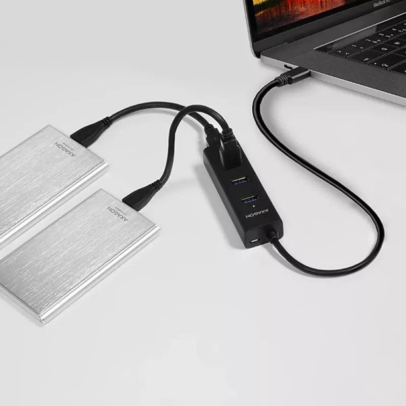 Axagon HUE-S2C interface-hub USB 3.2 Gen 1 (3.1 Gen 1) Type-A 5000 Mbit/s zwart