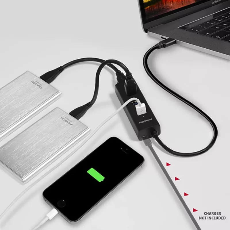 Axagon HUE-S2C interface-hub USB 3.2 Gen 1 (3.1 Gen 1) Type-A 5000 Mbit/s zwart