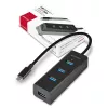Axagon HUE-S2C interface-hub USB 3.2 Gen 1 (3.1 Gen 1) Type-A 5000 Mbit/s zwart