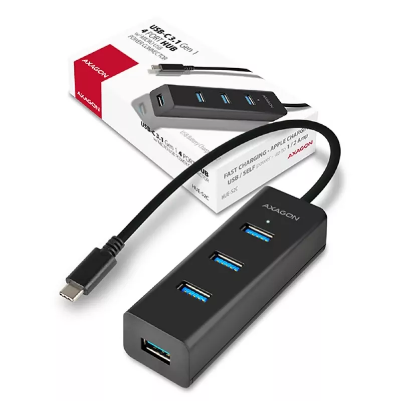 Axagon HUE-S2C interface-hub USB 3.2 Gen 1 (3.1 Gen 1) Type-A 5000 Mbit/s zwart