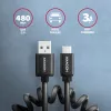 Axagon data- en oplaadkabel USB 2.0 lengte 1,1 m. 3A. zwart gewikkeld. USB-kabel USB A USB C