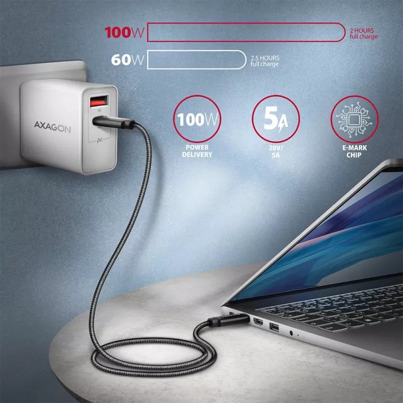 Axagon BUCM432-CM10AB USB-kabel USB4 Gen 3x2 1 m USB C zwart