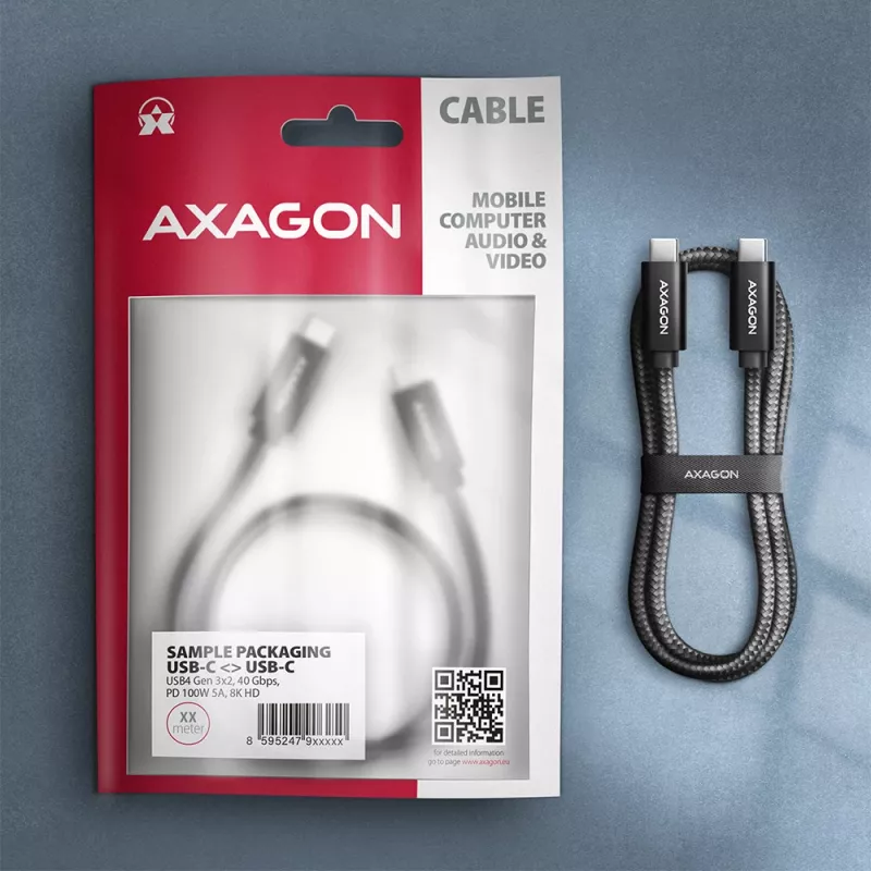 Axagon BUCM432-CM10AB USB-kabel USB4 Gen 3x2 1 m USB C zwart