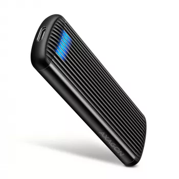 AXAGON EEM2-SC externe USB-C 10 Gbit/s schroefloze metalen behuizing voor M.2 NVMe SSD, één slot, grijs
