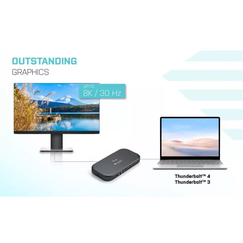 i-tec Thunderbolt 3/USB-C dual-4K-dockingstation + USB-C-naar-DisplayPort-kabel (1,5 m) + voeding 60 W